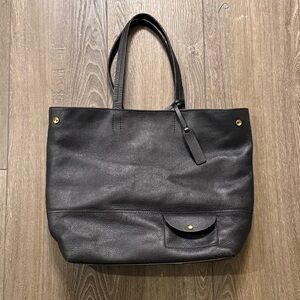 J. Crew Black Leather Tote Bag